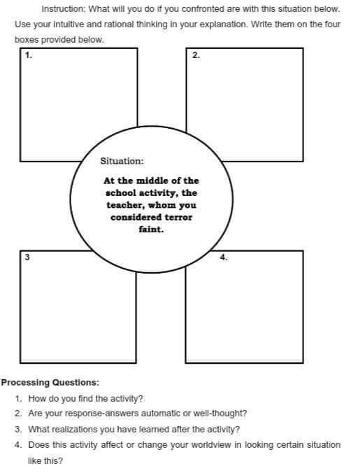 SOLVED: Instruction: What will you do if you confronted are with this ...