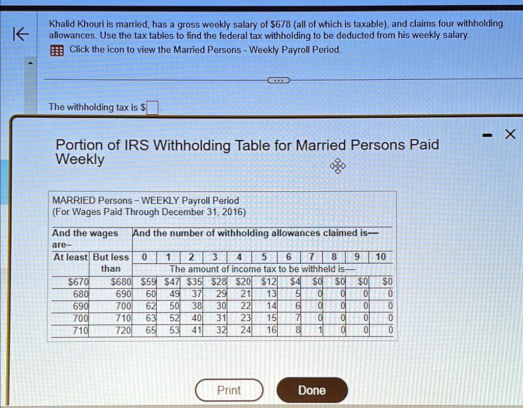 Federal Tax Withholding Tables Weekly Payroll | Cabinets Matttroy