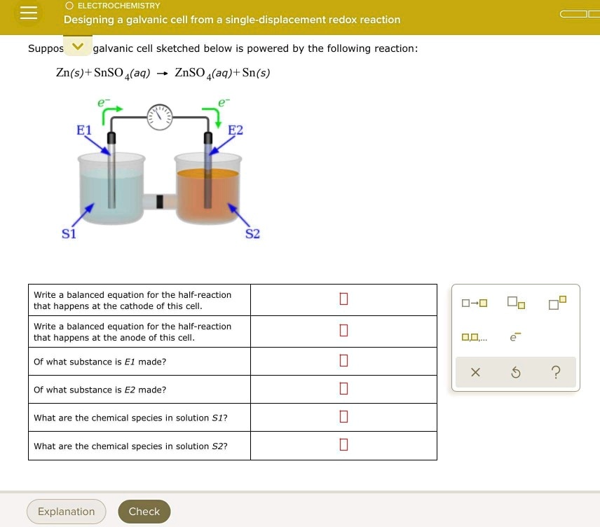 SOLVED ELECTROCHEMISTRY Designing galvanic cell from a single