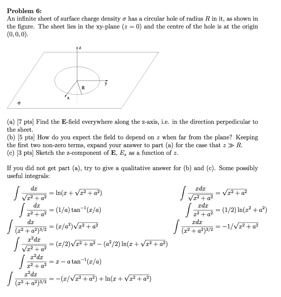 SOLVED: Problem 6: An infinite sheet of surface charge density Ïƒ has a ...