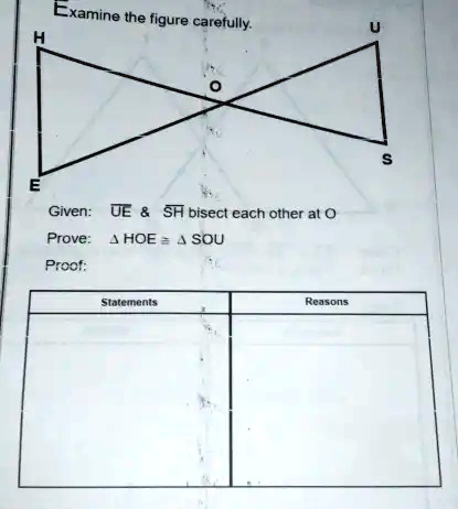 examine the figure caretully given oe sh bisect each other at 0 prove hoe sou prcof stalements rcdsons 87284