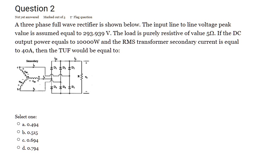 SOLVED A threephase fullwave rectifier is shown below. The input
