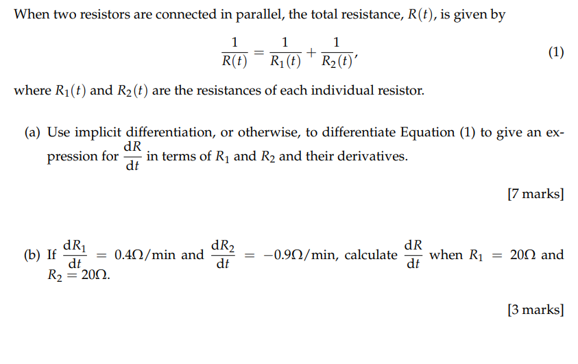 SOLVED When two resistors are connected in parallel, the total