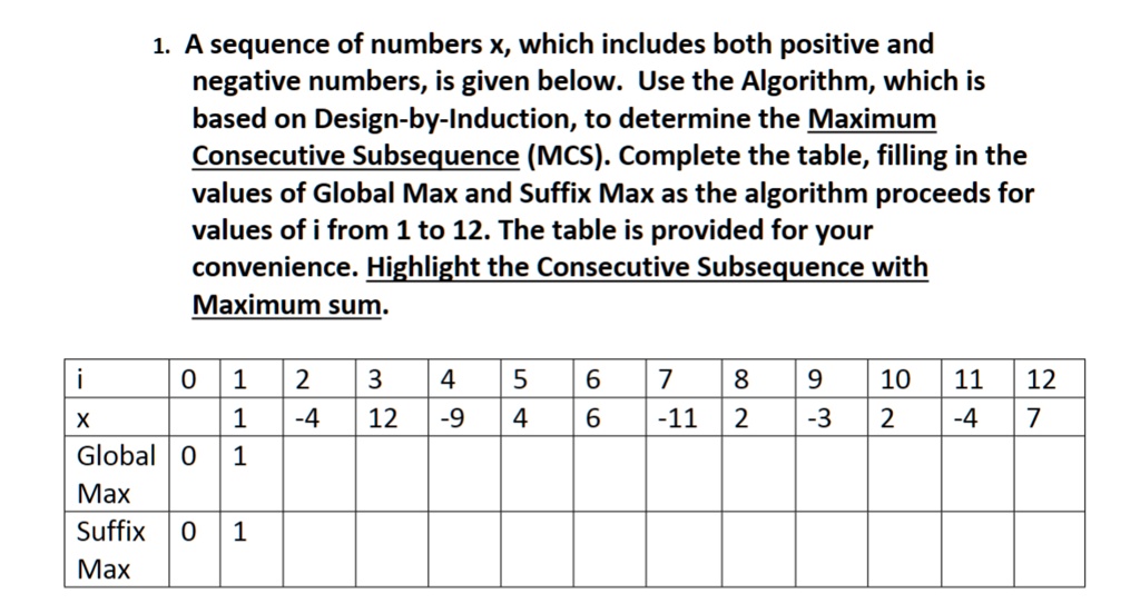 SOLVED: 1. A sequence of numbers x, which includes both positive and ...