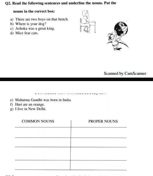 SOLVED 'English grammar propar noun Q2. Read the following sentences