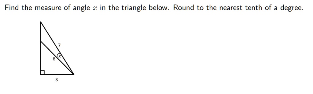 Find the measure of angle x in the triangle below. Round to the nearest tenth of a degree.