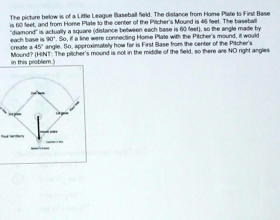SOLVED The picture below is of a Little League Baseball field. The