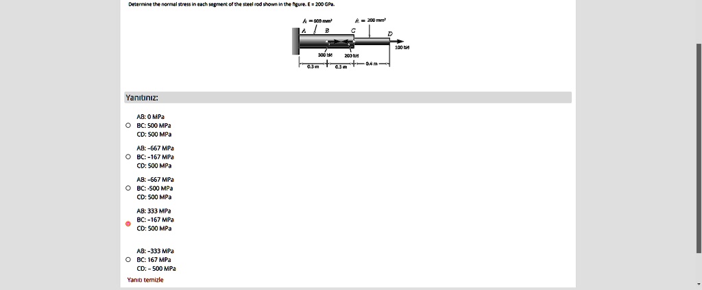 SOLVED: Determine the stress of the steel rod shown in the figure. E ...