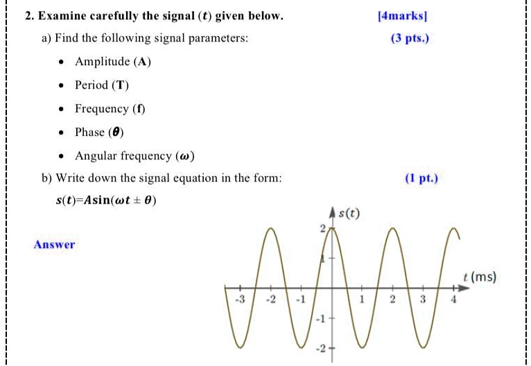 Solved Examine Carefully The Signal T Given Below A Find The