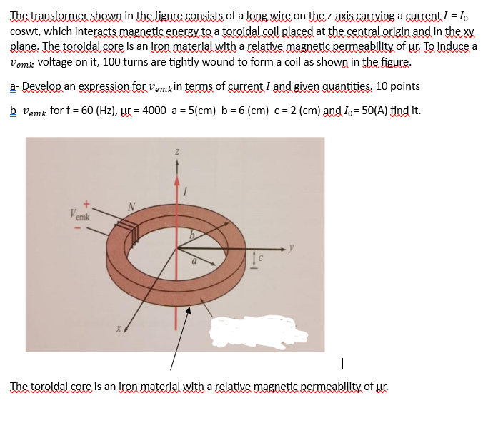 SOLVED: The transformer shown in the figure consists of a long wire on ...