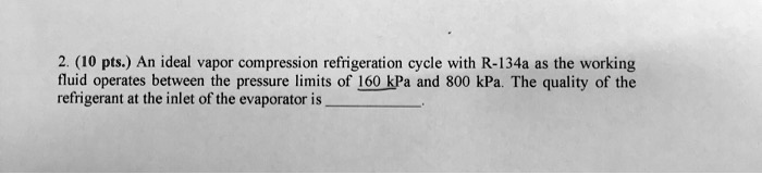 SOLVED: An ideal vapor compression refrigeration cycle with R-134a as ...