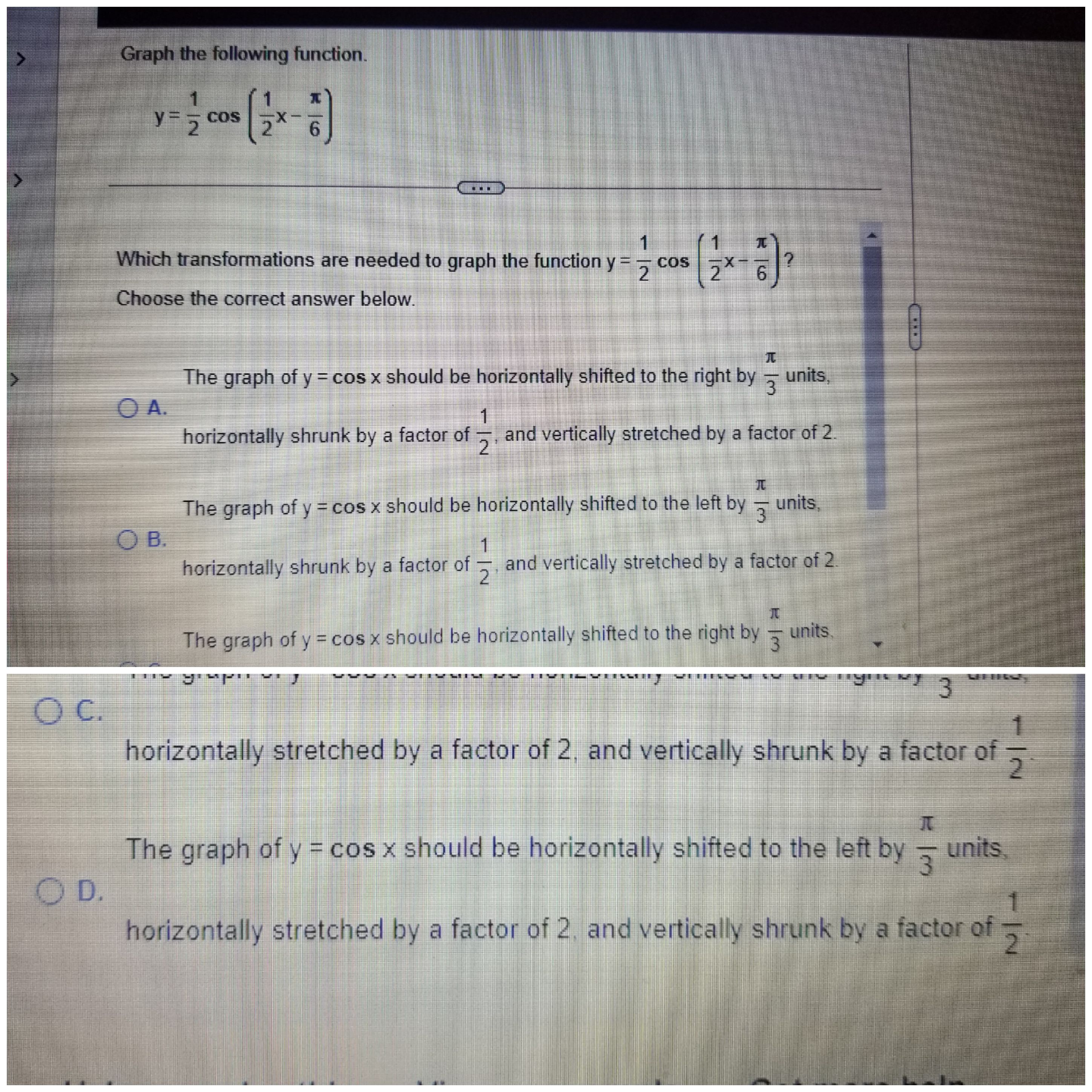 SOLVED Graph The Following Function Y 1 2 cos 1 2 X 6 solved-graph-the-following-function-y-1-2-cos-1-2-x-6