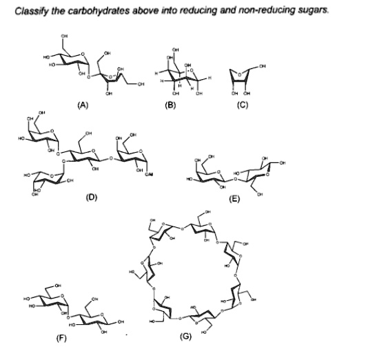 SOLVED Classify the carbohydrates as reducing and nonreducing sugars.
