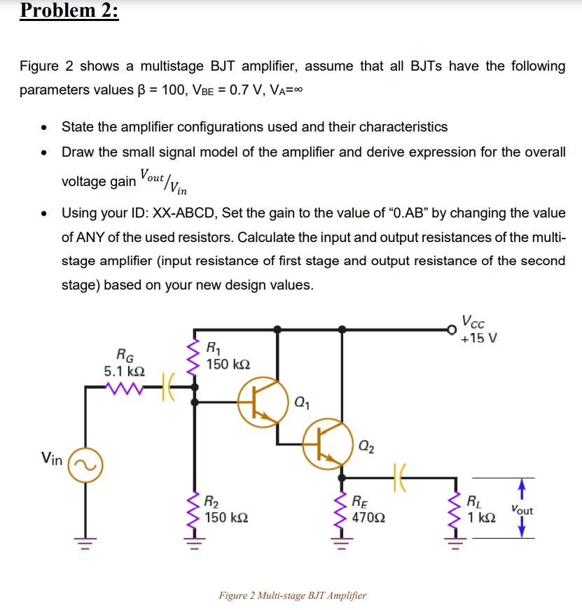 SOLVED: Text: Problem 2: Figure 2 Shows A Multistage BJT Amplifier ...