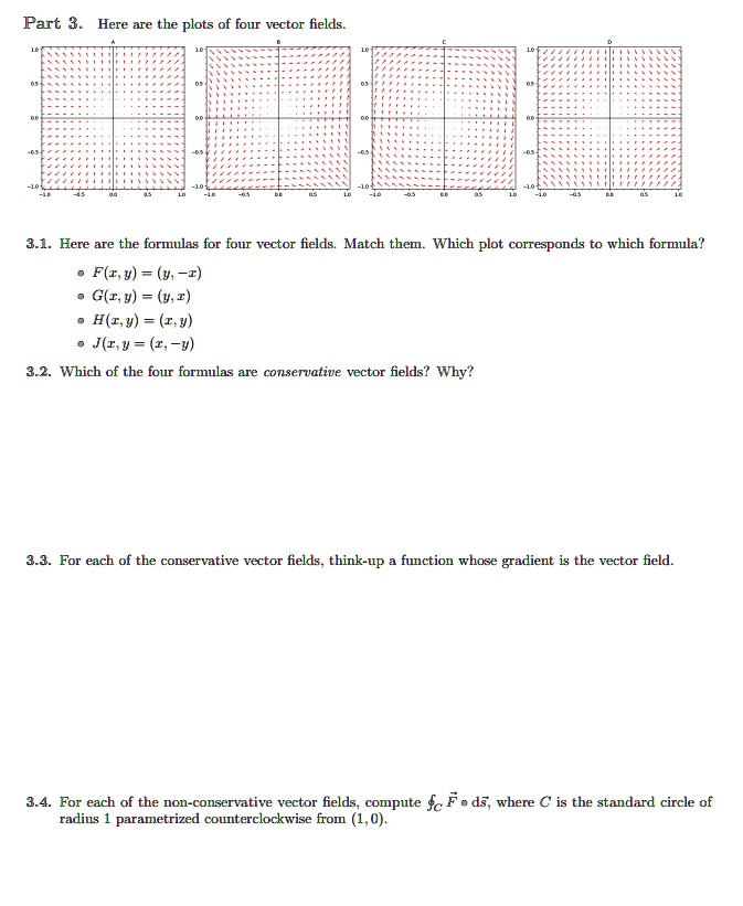 part 3 here are the plots of four vector fields 31 here are the ...