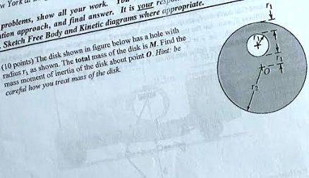 SOLVED: The disk shown in the figure below has a hole with radius r as ...