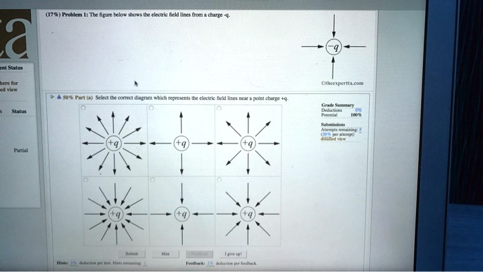 (17%) Problem 1: The figure below shows the electric field lines from a ...