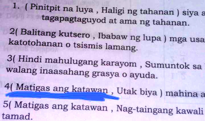 SOLVED: 1. (Pinitpit na luya, Haligi ng tahanan ) siya ang ...