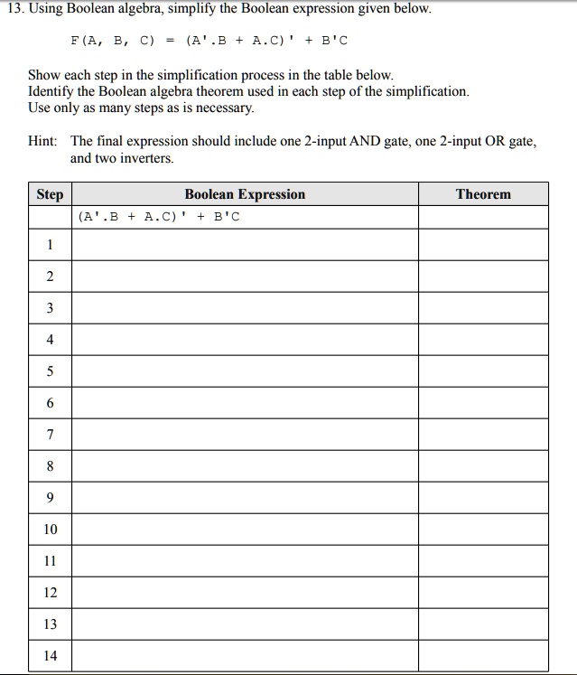 Simplify The Boolean Expression