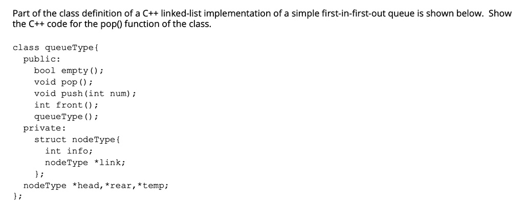 part of the class definition of a c linked list implementation of a ...