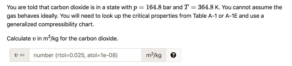 Compressibility factor Z for CO2