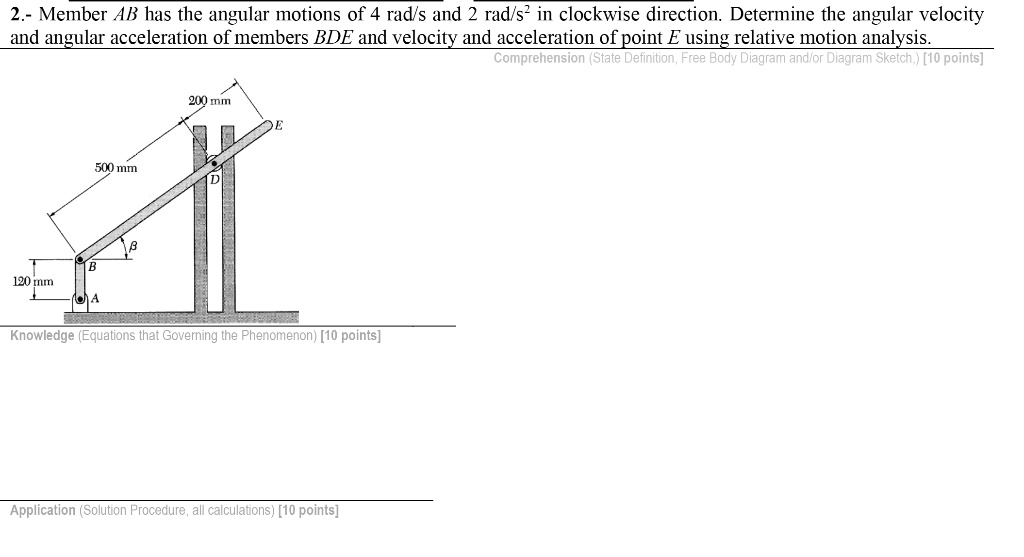 SOLVED: 2.- Member AB has the angular motions of 4 rad/s and 2 rad/s2 ...