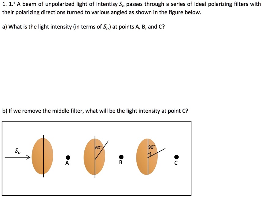 SOLVED: 1, 1,A Beam Of Unpolarized Light Of Intentisy So Passes Through ...