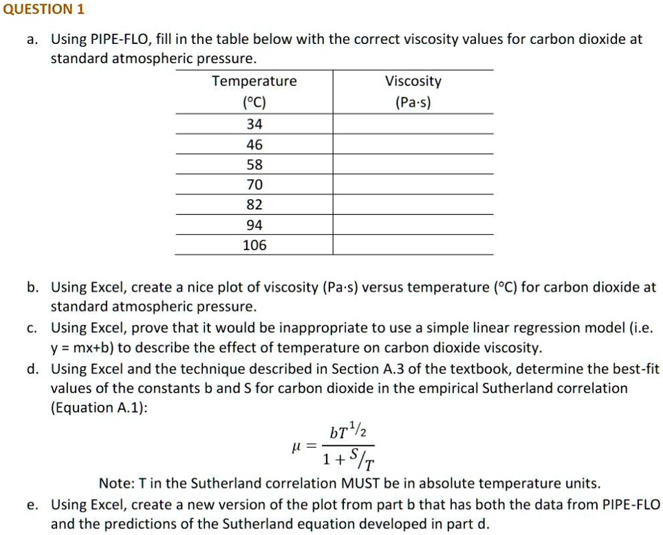 SOLVED: a. Using PIPE-FLO, fill in the table below with the correct ...