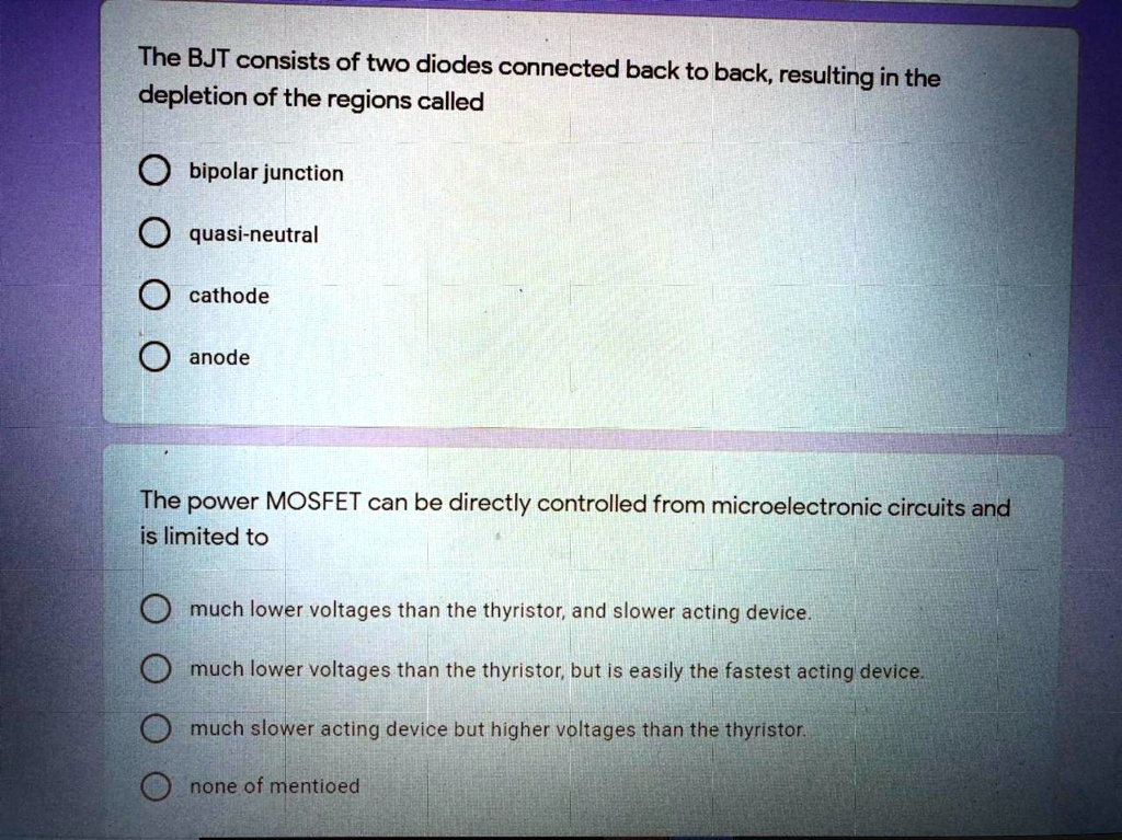 SOLVED The BJT consists of two diodes connected back to back