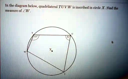 Solved In The Diagram Below Quadrilateral Tuvw Is Inscribed In Circle X Find The Measure 0l 8639