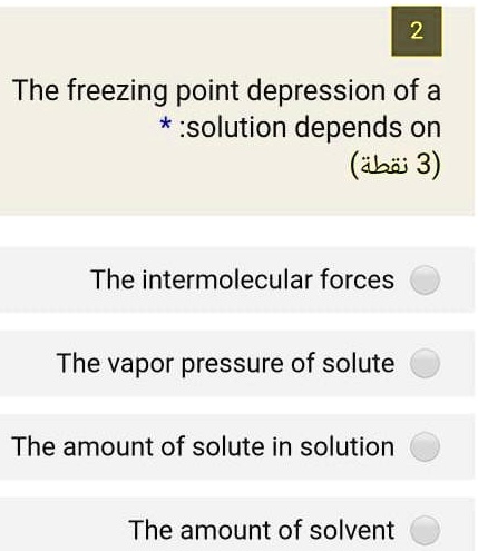 the freezing point depression of a solution depends on abi 3 the ...