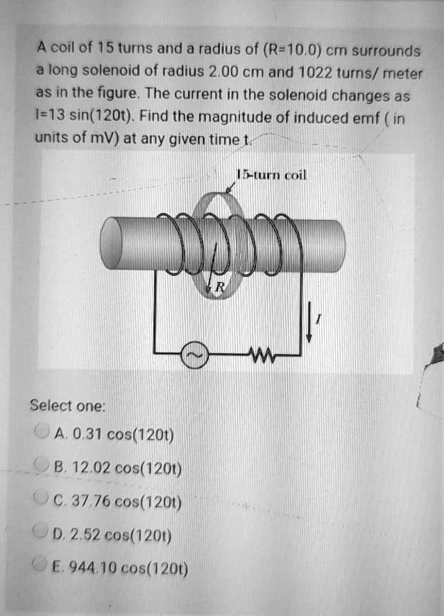 Solved A Coil Of 15 Turns And A Radius Of R 10 0 Cm Surrounds A Long Solenoid Of Radius 2 00