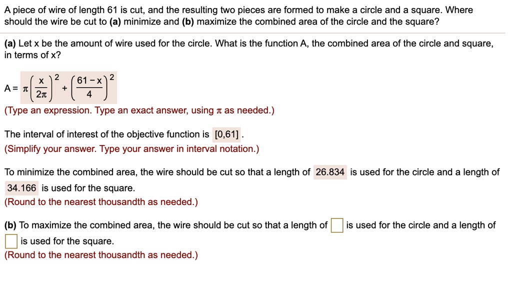 A piece of rope is cut into two pieces. One piece is used to form a circle  and the other is used to form a square. Use a length of rope of