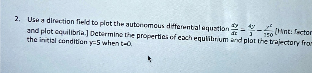 use a direction field to plot the autonomous differential equation ...