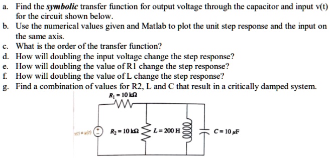 SOLVED: Find the symbolic transfer function for the output voltage ...