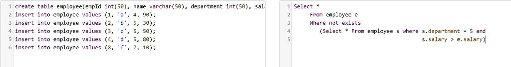 SOLVED: Consider the table employee (empId, name, department, salary ...