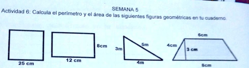 SOLVED: Calcula el perímetro y el área de las siguientes figuras ...