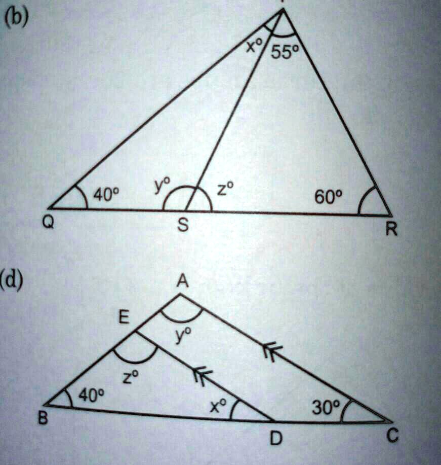 Solved Find The Unknown Angle In The Following Figures 2063