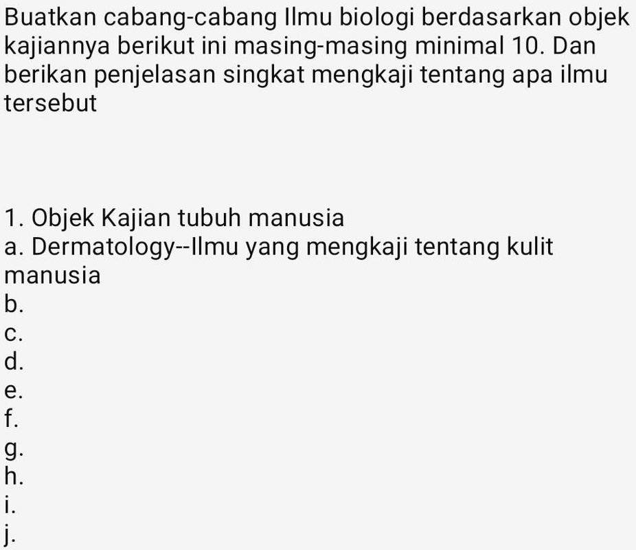 SOLVED: Objek Kajian Tubuh Manusia Beserta Dengan Artinya Buatkan ...