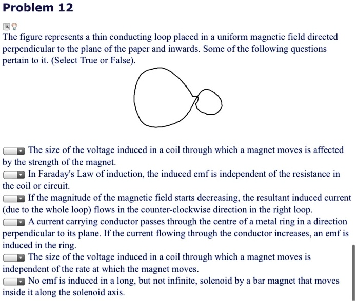 SOLVED: Problem 12 The figure represents thin conducting loop placed in ...