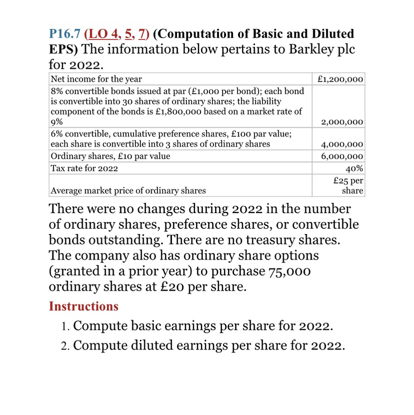 P16 7 LO 4 5 7 Computation Of Basic And Diluted EPS The P16 7 lo 4 5 7 computation of basic and diluted eps the