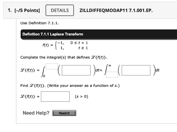 SOLVED: DETAILS ZILL DIFF EQ MOD AP 11 7.1.001.EP. Use Definition 7.1.1 ...