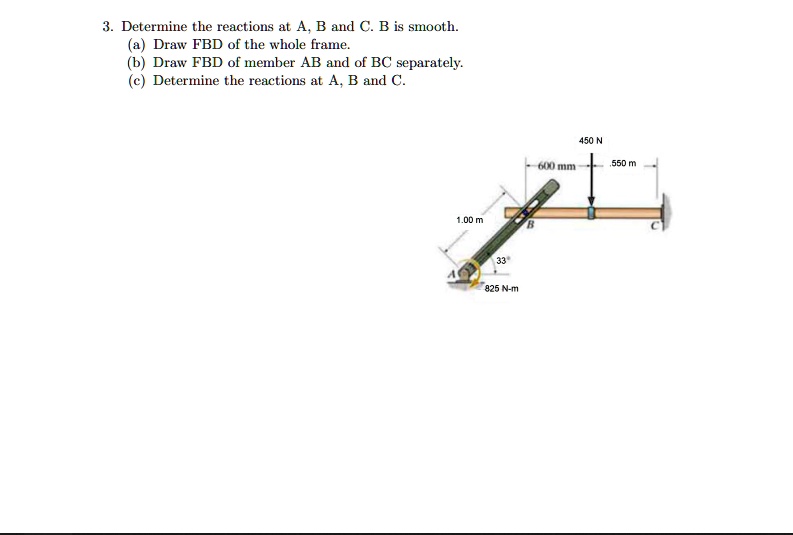 SOLVED: 3. Determine The Reactions At A.B And C. B Is Smooth (a) Draw ...