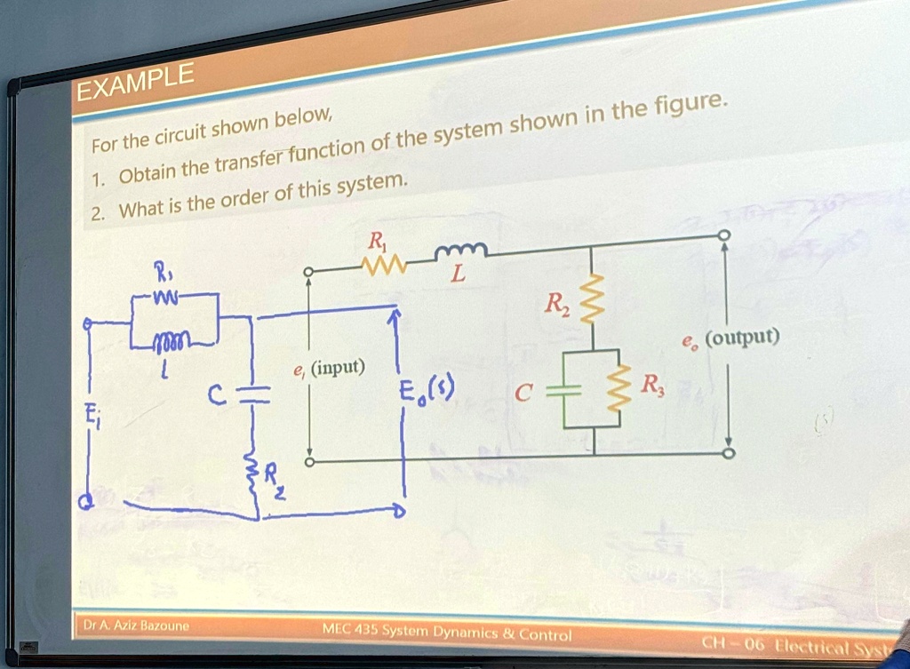 Transfer Function Example Circuit example for the circuit shown below 1 obtain the transfer function of ...