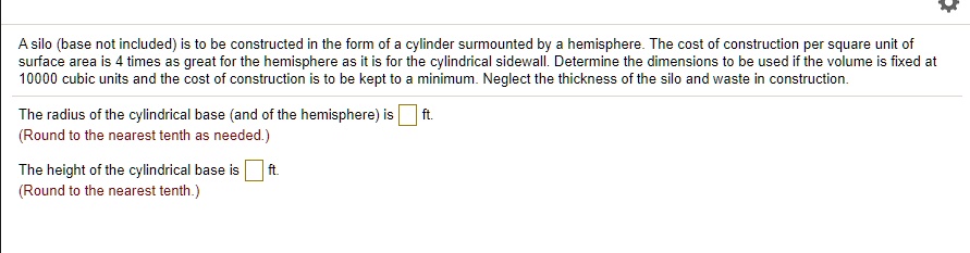 a silo base not included is to be constructed the form of a cylinder ...