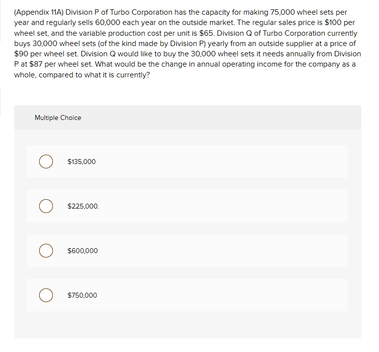 appendix 11a division p of turbo corporation has the capacity for ...