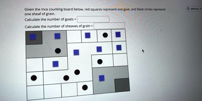 SOLVED: Given the Inca counting board below, red squares represent one ...