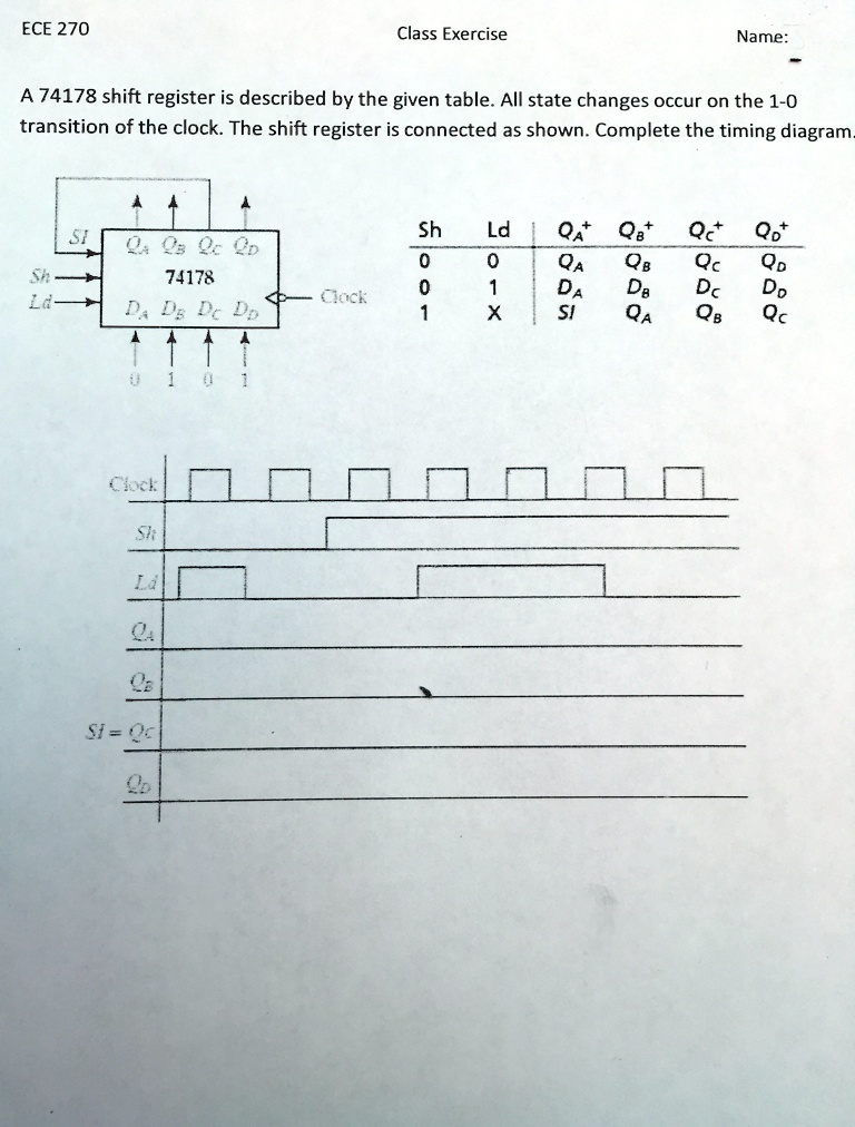 [GET ANSWER] ECE 270 Class Exercise Name: A 74178 shift register is ...