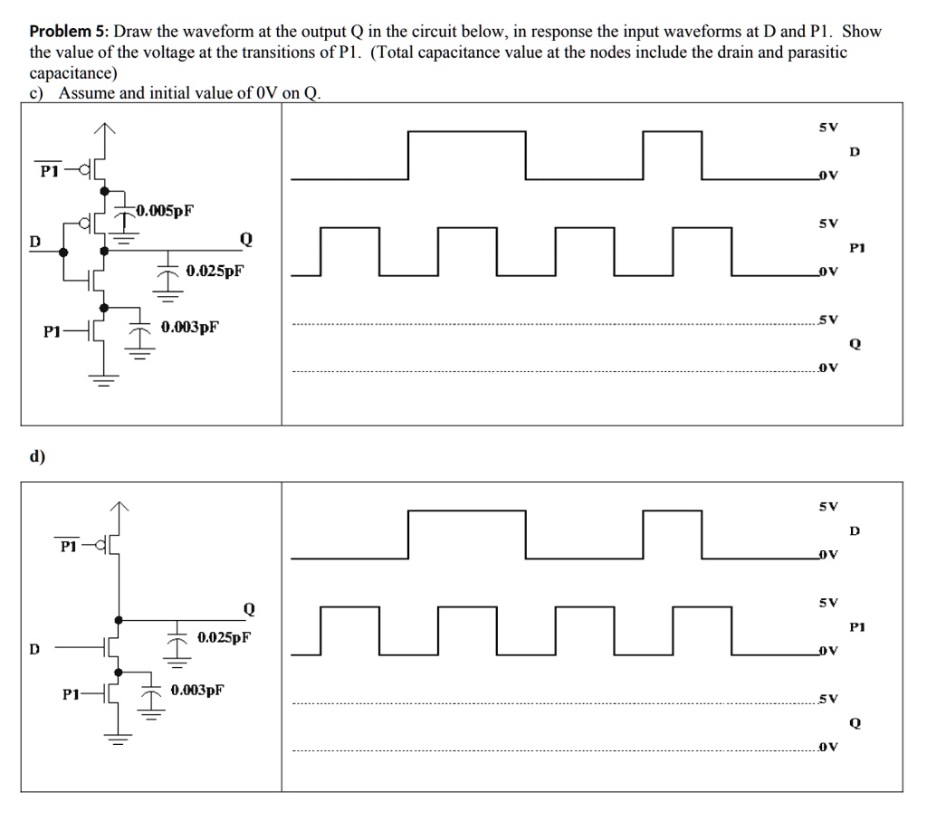SOLVED: Problem 5: Draw the waveform at the output Q in the circuit ...