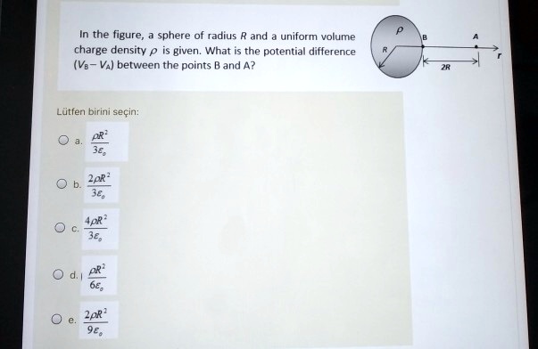 In the figure, a sphere of radius R and a uniform volume charge density ...
